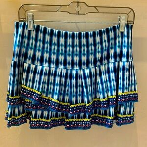 Lucky In Love Pleated Tiered Ruffle Geometric Tennis Skirt M (8-10)